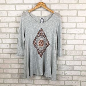 Monroe and Maine 3/4 Sleeve Tunic Top Size Large L